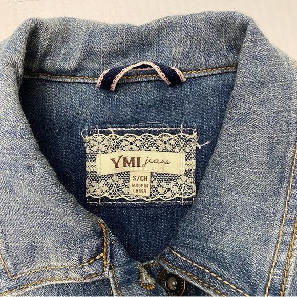 YMI denim collared vest button front pockets juniors small - Picture 3 of 10